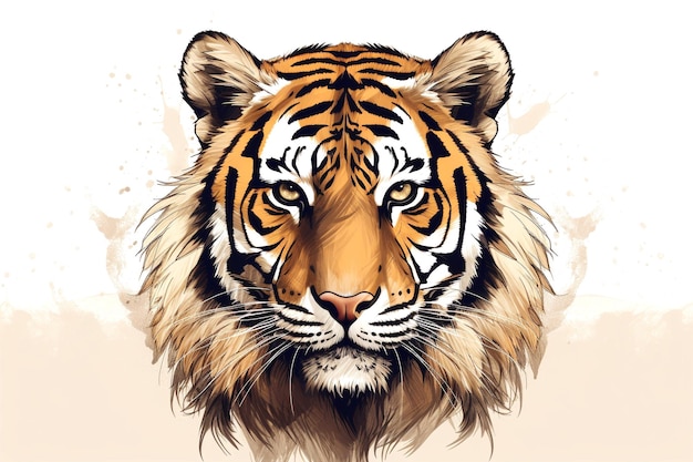 A Portrait of a Wild Animal Tiger Illustration