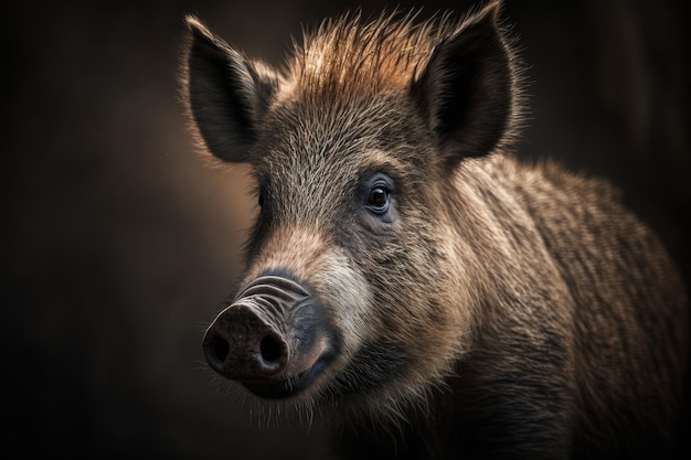 Portrait of a wild boar Sus scrofa Generative AI