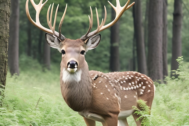 portrait of wild deer in the forest