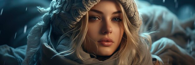 Photo portrait winter woman warm clothes breathes background image for website background images desktop w