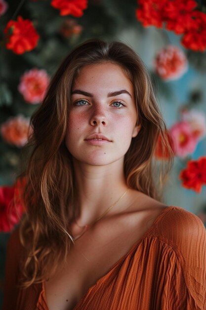 Photo a portrait of a woman against a womens day backdrop