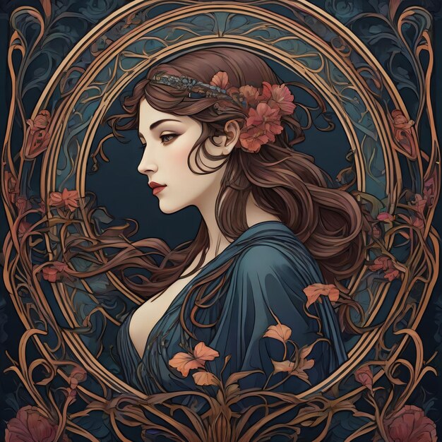 portrait of a woman in Art Nouveau style