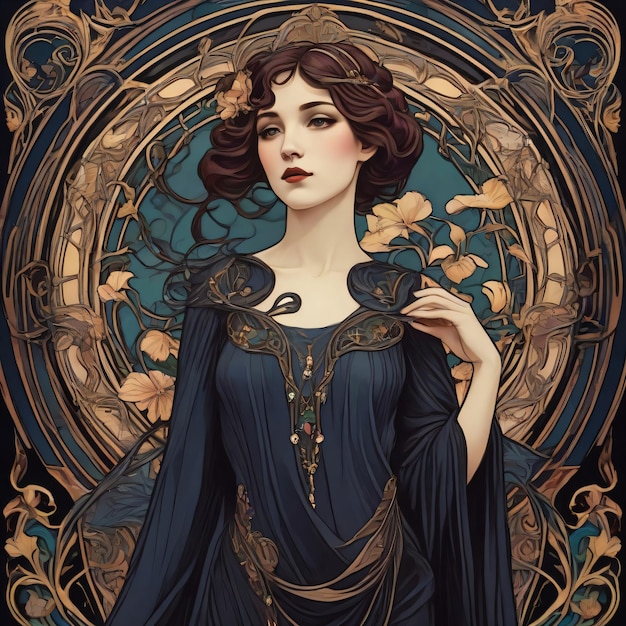 Photo portrait of a woman in art nouveau style