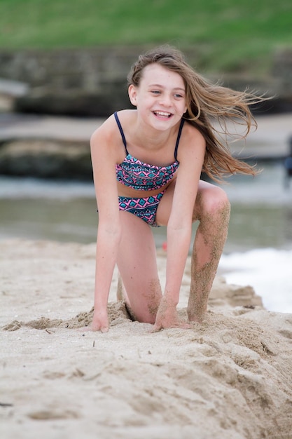 Photo portrait of woman on beach