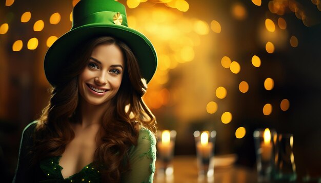 Portrait of woman celebrating St Patricks day