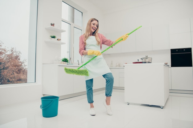 portrait woman cleaning