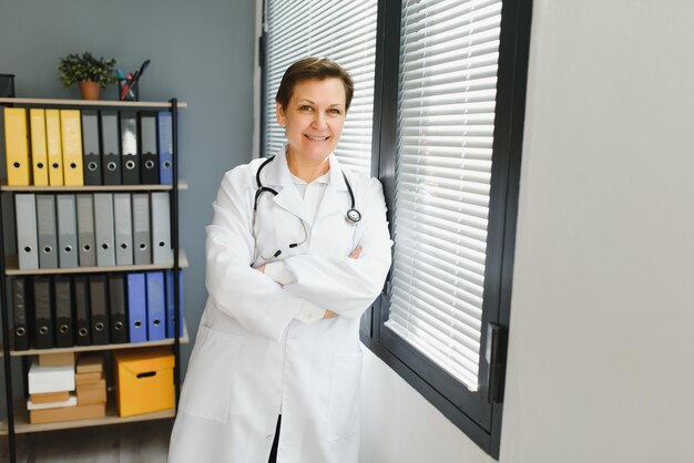 Portrait of woman doctor in hospital