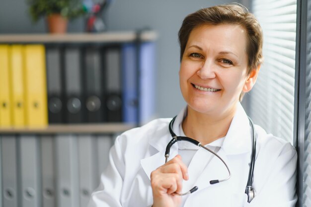 Portrait of woman doctor in hospital