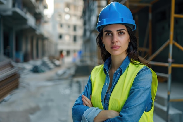 Portrait of woman engineer and construction manager at site