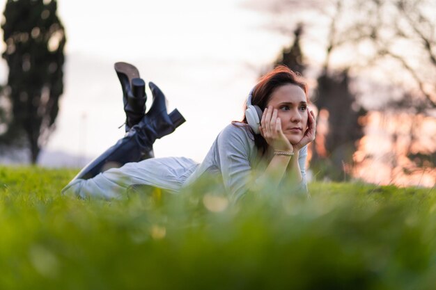 Portrait of woman on field