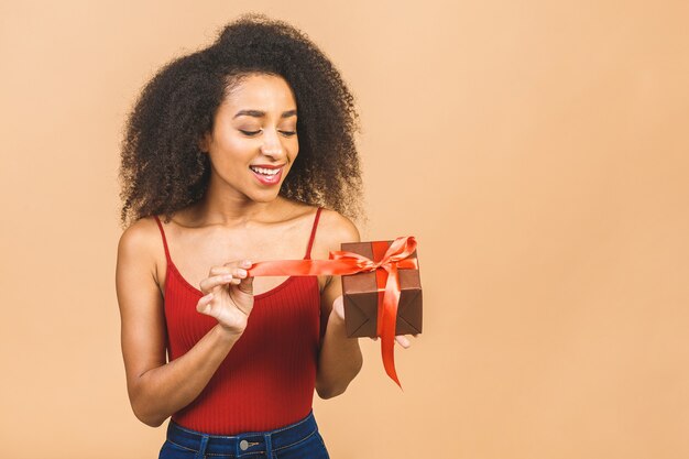 portrait woman holding gift