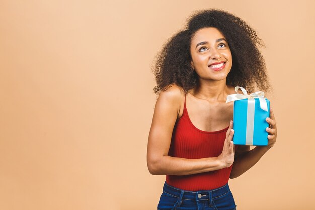 portrait woman holding gift