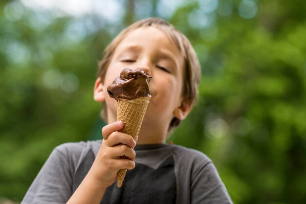 Portrait of woman holding ice cream