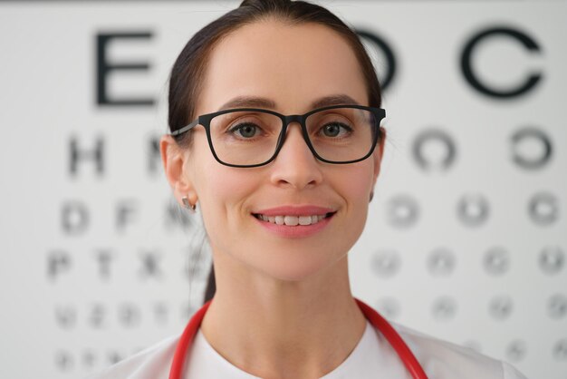 Portrait of a woman ophthalmologist with glasses