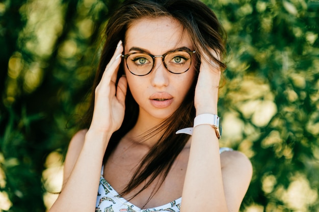 Portrait of woman posing in the nature