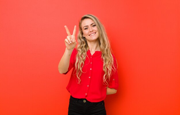 portrait of a woman on a red background