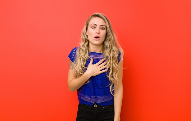 portrait of a woman on a red background