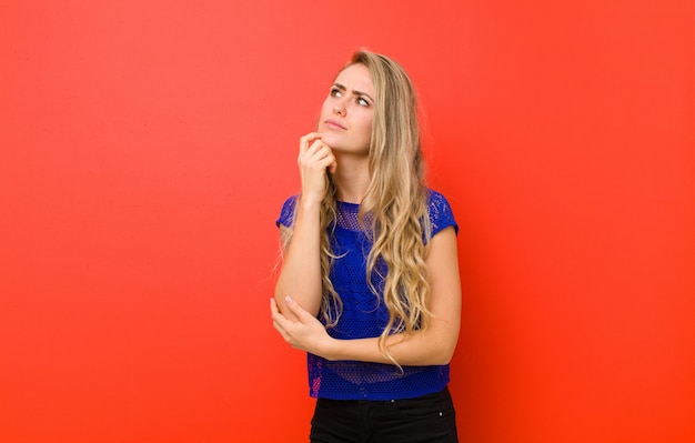 portrait of a woman on a red background