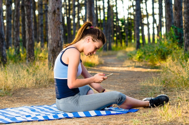 Portrait of a woman resting after running