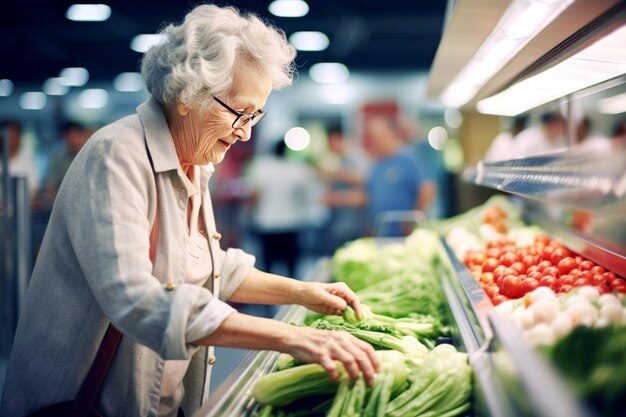 Foto un ritratto di una donna che fa shopping in un supermercato