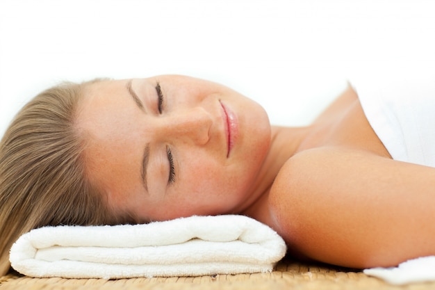 Portrait of woman sleeping after a spa treatment