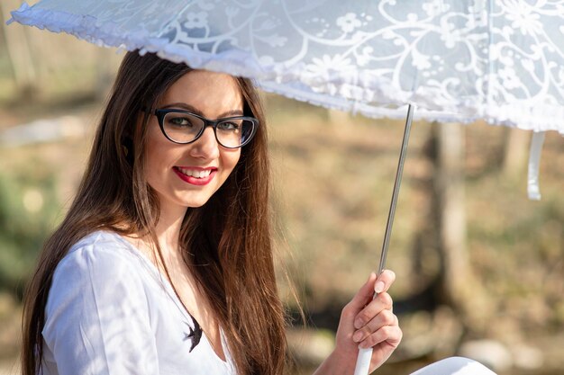 Photo portrait of woman smiling