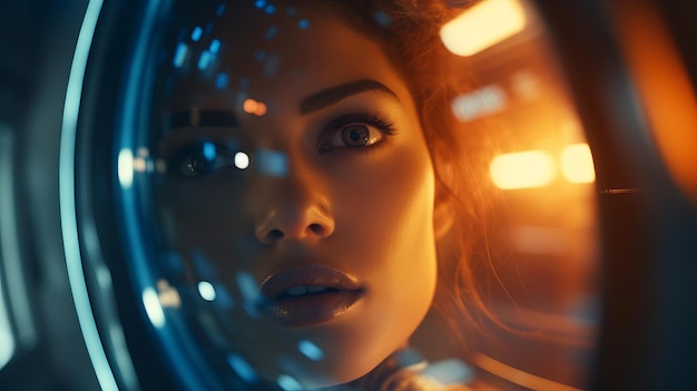 Portrait of a woman in a spaceship Generative AI