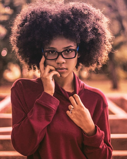 portrait of woman standing outdoors