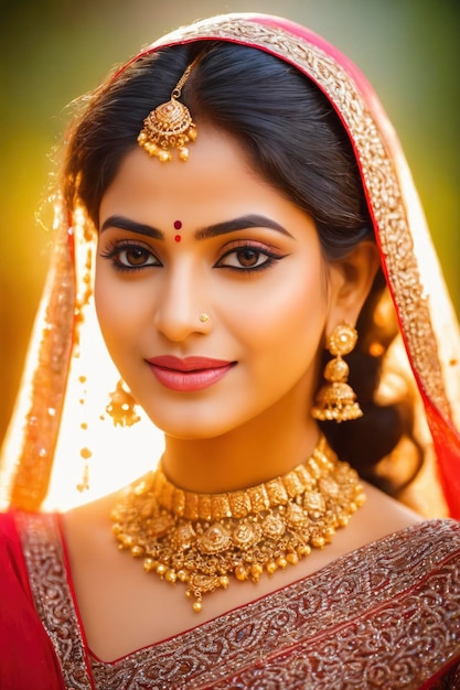 Portrait of a woman in a traditional indian outfit