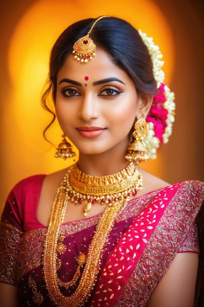 Portrait of a woman in a traditional indian outfit