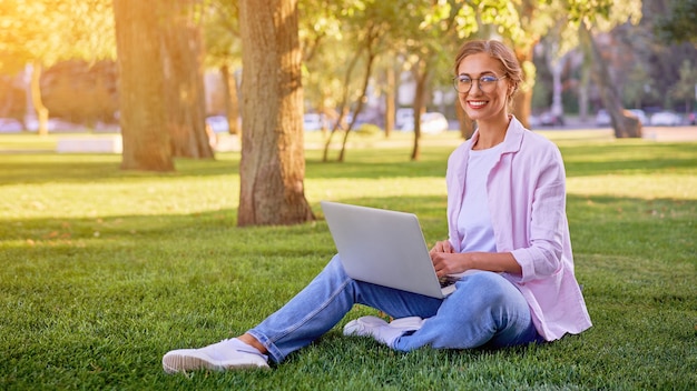 portrait woman using laptop