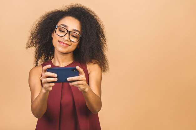 Portrait woman using phone