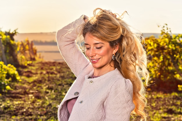 Portrait of woman in the vineyard