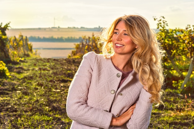 Portrait of woman in a vineyard