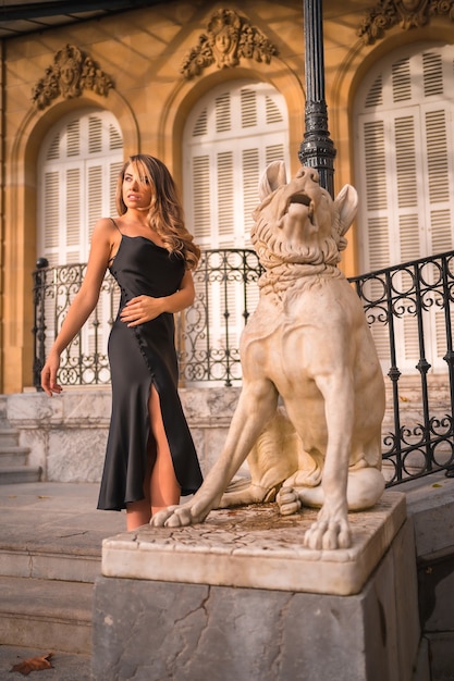 portrait woman wearing black dress