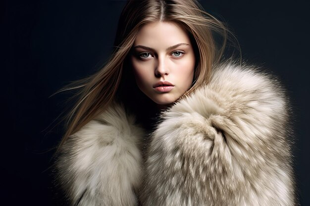 A portrait of a woman wearing a fur coat