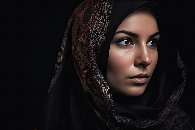 A portrait of a woman wearing a hijab Generative Ai