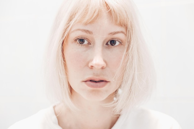 Portrait of a woman on a white background