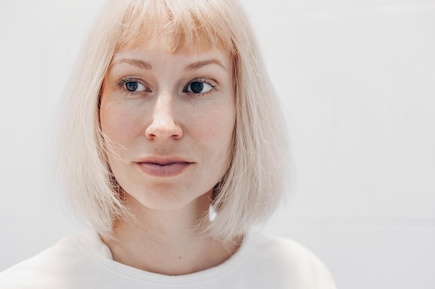 Portrait of a woman on a white background