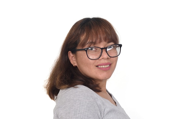 Portrait of a woman on white background