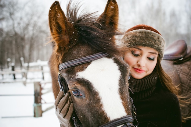 Photo portrait of woman in winter