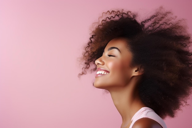 Portrait of a woman with afrostyle hair