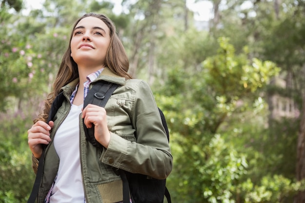 Portrait of woman with backpack