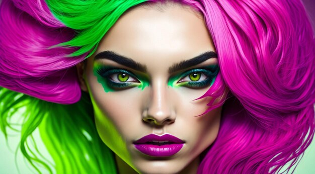 portrait of a woman with colored abstract hair abstract colored portrait of a woman portrait