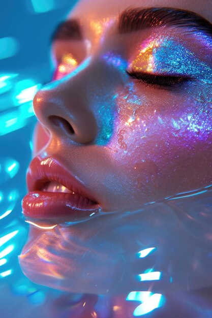 Photo portrait of a woman with cosmic makeup