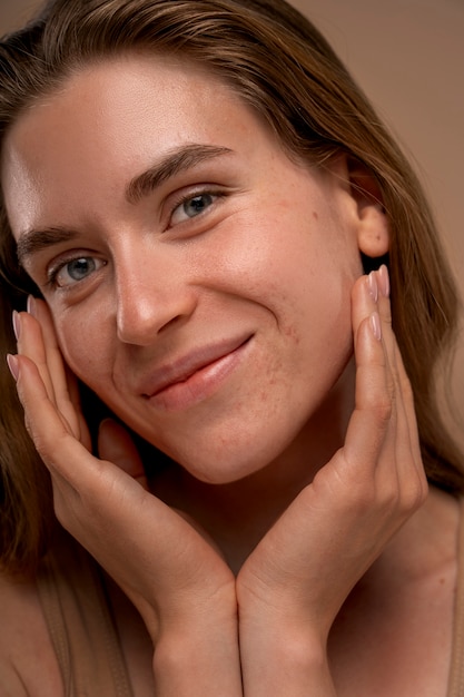 Portrait of woman with dermatitis