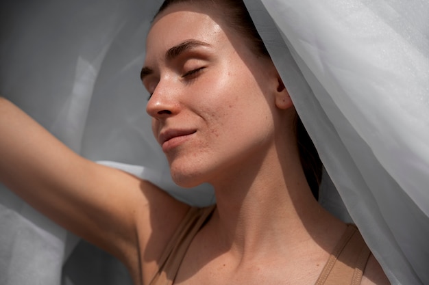 Portrait of woman with dermatitis