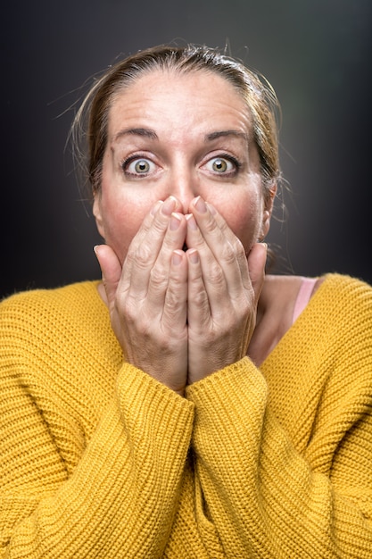 Portrait of  woman with different emotions 