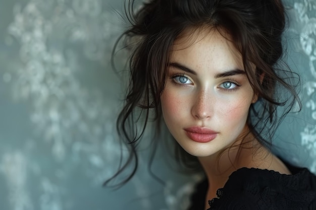 Portrait of a woman with enchanting blue eyes