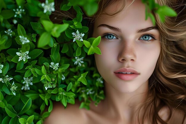 Photo portrait of a woman with flowers portrait of a person portrait of a woman